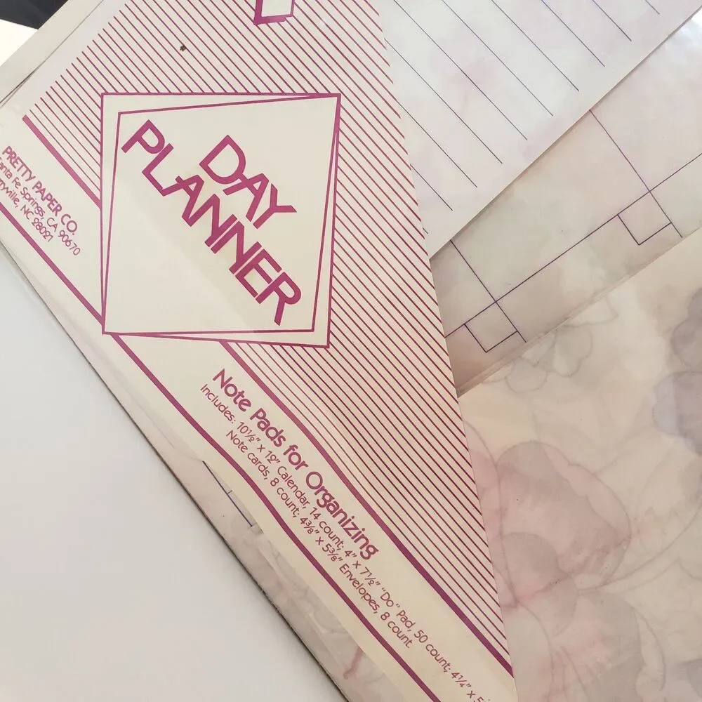 Vintage Pretty Paper Co. NIP Day Planner Desk Set 80's Watercolor Floral